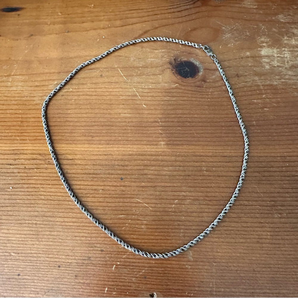 Antique Heavy Braided Silver Rope Chain Mens Womens Necklace Unisex Vintange